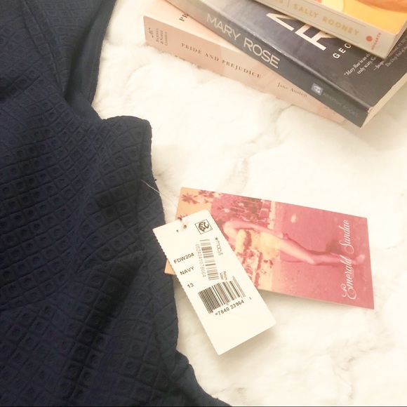 Emerald Sundae Navy Retro Cut Out Cocktail Dress - Picture 2 of 4